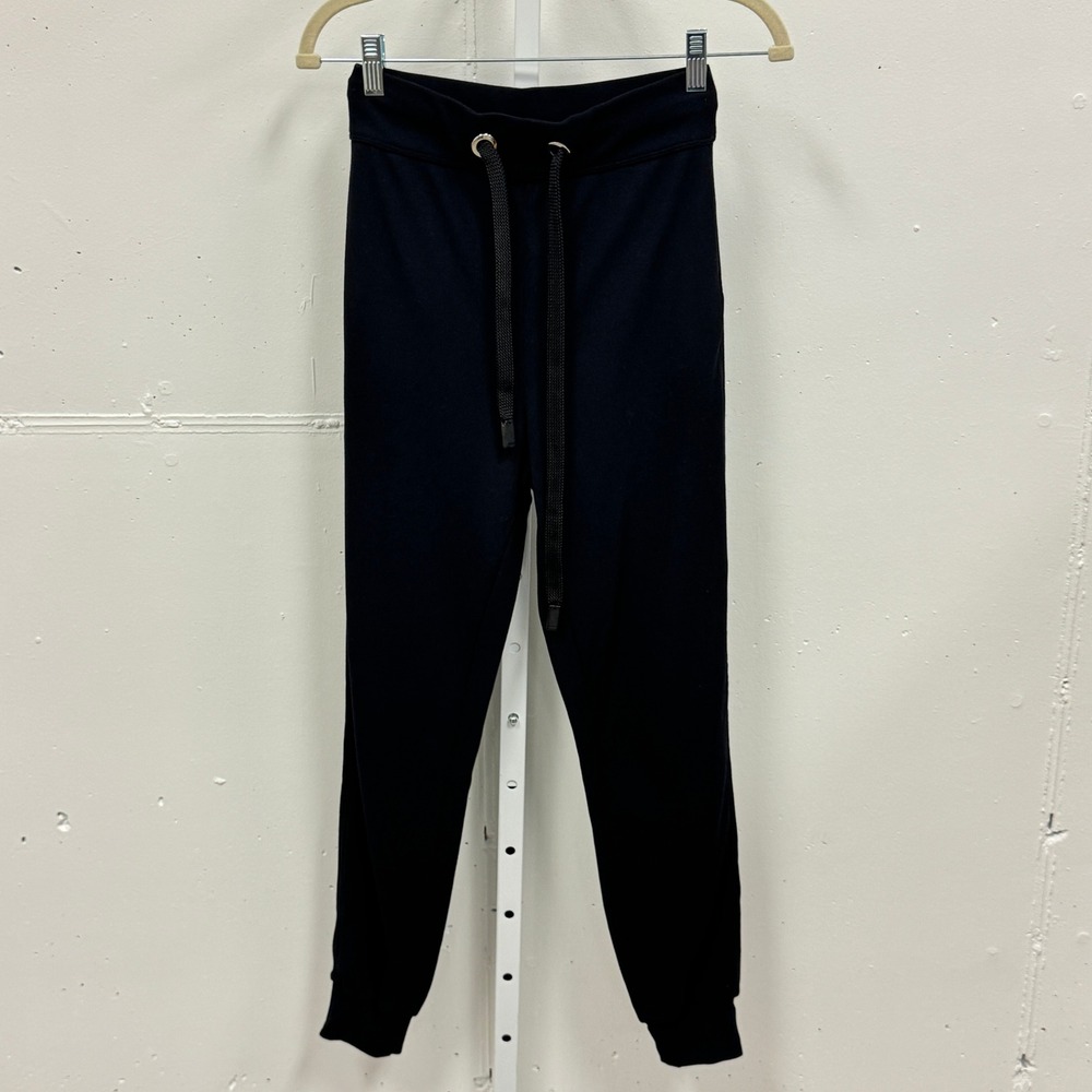 NO KA'OI Black Waffle Knit Jogger Pants Yoga Athleisure Drawstring Waist Small